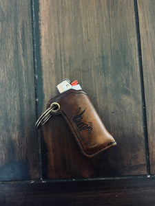 Chop Lighter Leather Keychain (Brown)